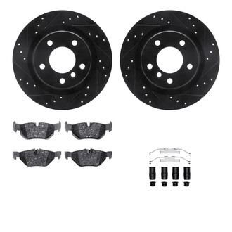 R1 Concepts® - Drilled and Slotted Rear Brake Kit with Semi-Metalic Pads