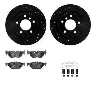 R1 Concepts® - Drilled and Slotted Rear Brake Kit with Semi-Metalic Pads