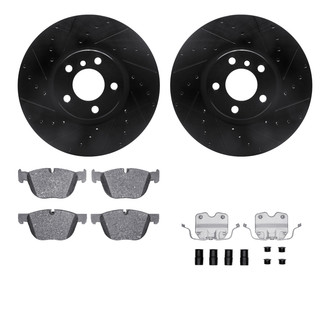 R1 Concepts® - Drilled and Slotted Front Brake Kit with Semi-Metalic Pads