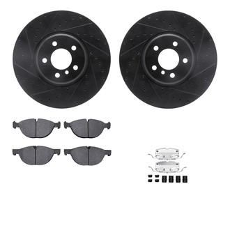 R1 Concepts® - Drilled and Slotted Front Brake Kit with Semi-Metalic Pads