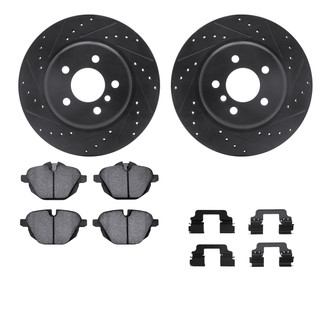 R1 Concepts® - Drilled and Slotted Rear Brake Kit with Semi-Metalic Pads