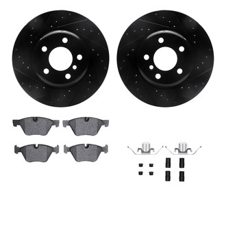 R1 Concepts® - Drilled and Slotted Front Brake Kit with Semi-Metalic Pads