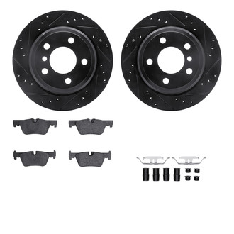 R1 Concepts® - Drilled and Slotted Rear Brake Kit with Semi-Metalic Pads