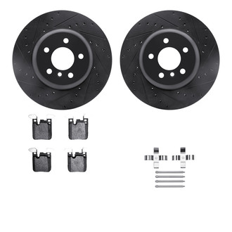 R1 Concepts® - Drilled and Slotted Rear Brake Kit with Semi-Metalic Pads