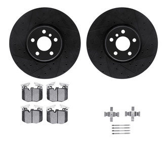 R1 Concepts® - Drilled and Slotted Front Brake Kit with Semi-Metalic Pads