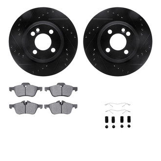 R1 Concepts® - Drilled and Slotted Front Brake Kit with Semi-Metalic Pads