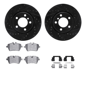 R1 Concepts® - Drilled and Slotted Brake Kit with Semi-Metalic Pads