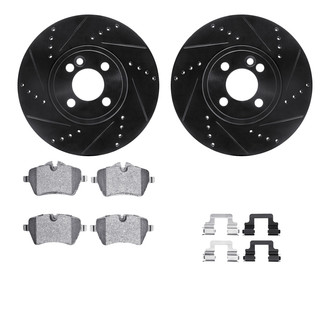 R1 Concepts® - Drilled and Slotted Front Brake Kit with Semi-Metalic Pads