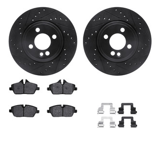 R1 Concepts® - Drilled and Slotted Front Brake Kit with Semi-Metalic Pads