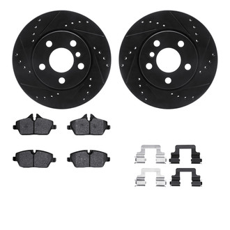 R1 Concepts® - Drilled and Slotted Front Brake Kit with Semi-Metalic Pads