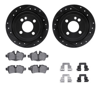 R1 Concepts® - Drilled and Slotted Rear Brake Kit with Semi-Metalic Pads