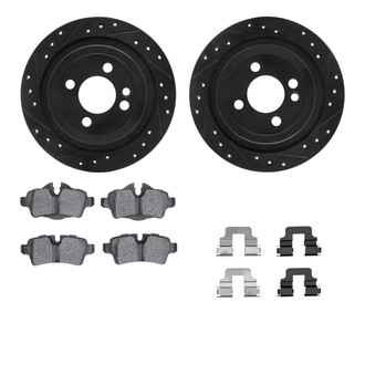 R1 Concepts® - Drilled and Slotted Rear Brake Kit with Semi-Metalic Pads