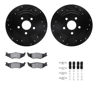 R1 Concepts® - Drilled and Slotted Rear Brake Kit with Semi-Metalic Pads