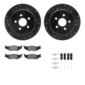 R1 Concepts® - Drilled and Slotted Rear Brake Kit with Semi-Metalic Pads