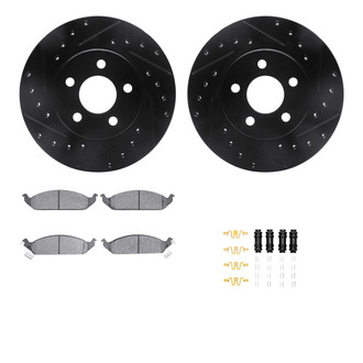 R1 Concepts® - Drilled and Slotted Front Brake Kit with Semi-Metalic Pads