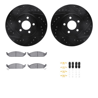 R1 Concepts® - Drilled and Slotted Front Brake Kit with Semi-Metalic Pads