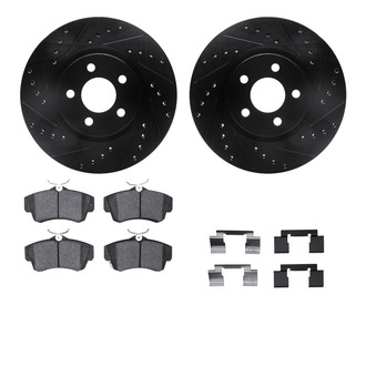 R1 Concepts® - Drilled and Slotted Front Brake Kit with Semi-Metalic Pads