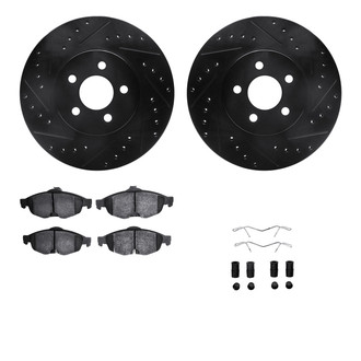 R1 Concepts® - Drilled and Slotted Brake Kit with Semi-Metalic Pads
