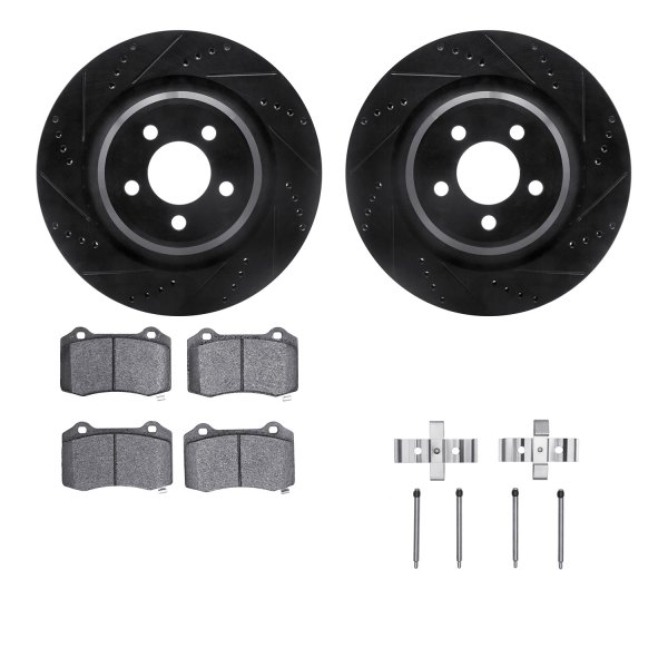  R1 Concepts® - Drilled and Slotted Rear Brake Kit with Semi-Metalic Pads