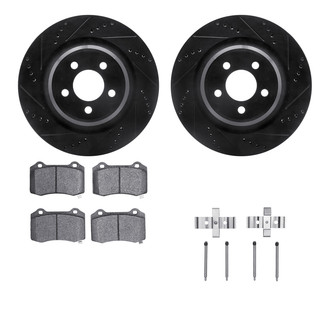 R1 Concepts® - Drilled and Slotted Rear Brake Kit with Semi-Metalic Pads
