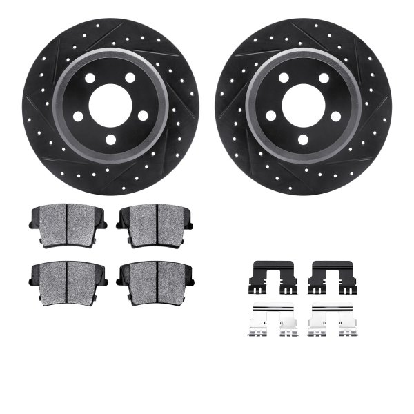  R1 Concepts® - Drilled and Slotted Rear Brake Kit with Semi-Metalic Pads