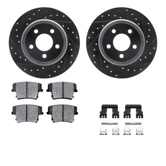 R1 Concepts® - Drilled and Slotted Rear Brake Kit with Semi-Metalic Pads