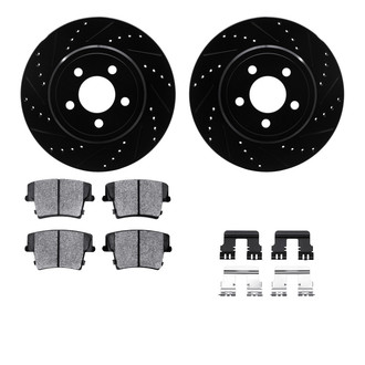 R1 Concepts® - Drilled and Slotted Rear Brake Kit with Semi-Metalic Pads