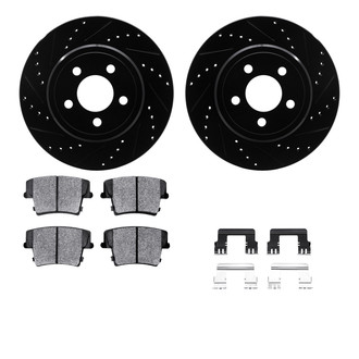 R1 Concepts® - Drilled and Slotted Rear Brake Kit with Semi-Metalic Pads
