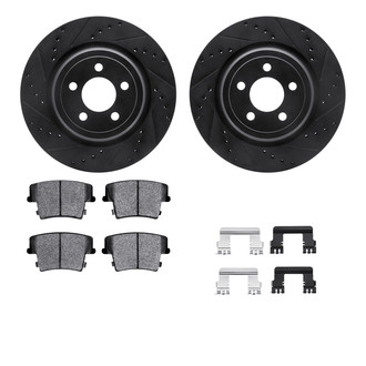 R1 Concepts® - Drilled and Slotted Rear Brake Kit with Semi-Metalic Pads