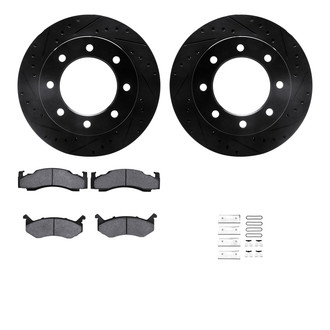 R1 Concepts® - Drilled and Slotted Front Brake Kit with Semi-Metalic Pads