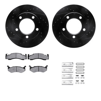 R1 Concepts® - Drilled and Slotted Front Brake Kit with Semi-Metalic Pads
