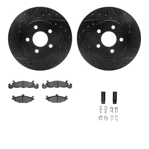  R1 Concepts® - Drilled and Slotted Front Brake Kit with Semi-Metalic Pads