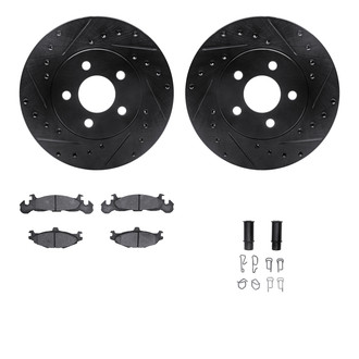 R1 Concepts® - Drilled and Slotted Front Brake Kit with Semi-Metalic Pads