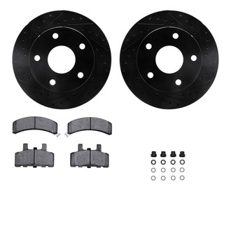 R1 Concepts® - Drilled and Slotted Front Brake Kit with Semi-Metalic Pads
