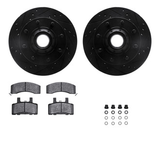 R1 Concepts® - Drilled and Slotted Front Brake Kit with Semi-Metalic Pads