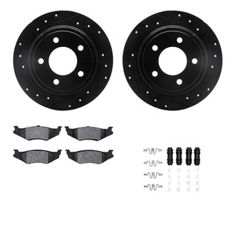 R1 Concepts® - Drilled and Slotted Rear Brake Kit with Semi-Metalic Pads