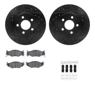 R1 Concepts® - Drilled and Slotted Front Brake Kit with Semi-Metalic Pads