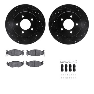 R1 Concepts® - Drilled and Slotted Front Brake Kit with Semi-Metalic Pads