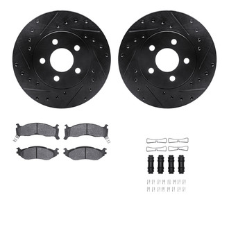 R1 Concepts® - Drilled and Slotted Front Brake Kit with Semi-Metalic Pads