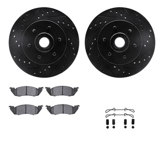 R1 Concepts® - Drilled and Slotted Front Brake Kit with Semi-Metalic Pads