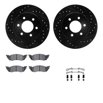 R1 Concepts® - Drilled and Slotted Front Brake Kit with Semi-Metalic Pads