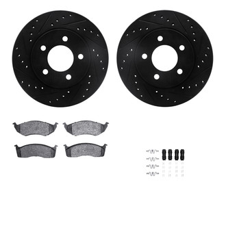 R1 Concepts® - Drilled and Slotted Brake Kit with Semi-Metalic Pads