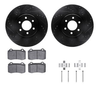 R1 Concepts® - Drilled and Slotted Brake Kit with Semi-Metalic Pads
