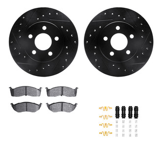 R1 Concepts® - Drilled and Slotted Front Brake Kit with Semi-Metalic Pads
