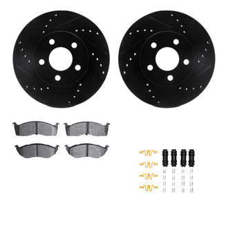 R1 Concepts® - Drilled and Slotted Front Brake Kit with Semi-Metalic Pads