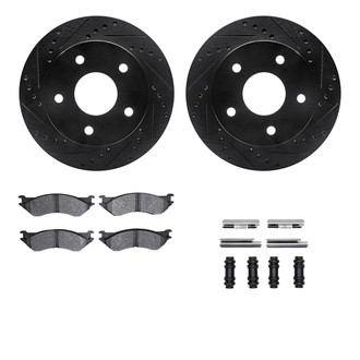 R1 Concepts® - Drilled and Slotted Front Brake Kit with Semi-Metalic Pads