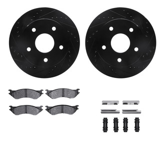 R1 Concepts® - Drilled and Slotted Front Brake Kit with Semi-Metalic Pads