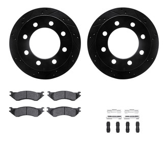 R1 Concepts® - Drilled and Slotted Rear Brake Kit with Semi-Metalic Pads