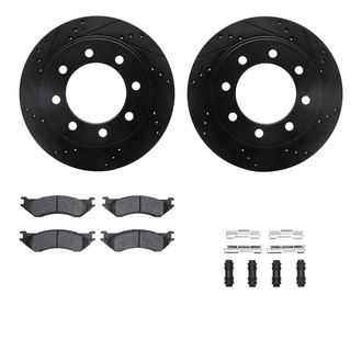 R1 Concepts® - Drilled and Slotted Rear Brake Kit with Semi-Metalic Pads