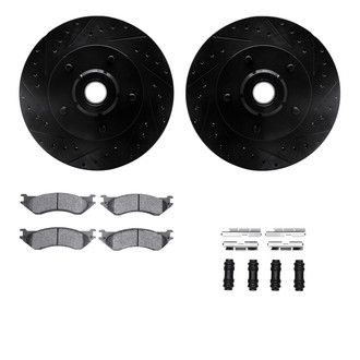 R1 Concepts® - Drilled and Slotted Front Brake Kit with Semi-Metalic Pads